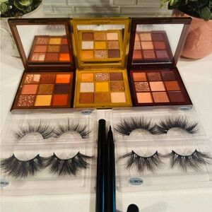 NEW  Lasting Eye Shadow, 4 NEW Eye lash sets 2 NEW black eye liner glue kits